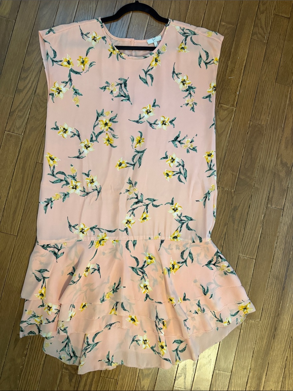 Joie Pink Floral Ruffle-Hem Casual Dress